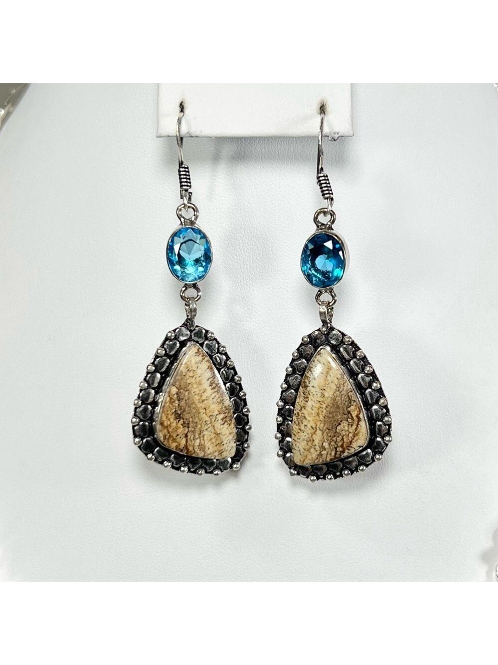 Picture Jasper 925 Gemstone Earrings - Picture 2 of 4